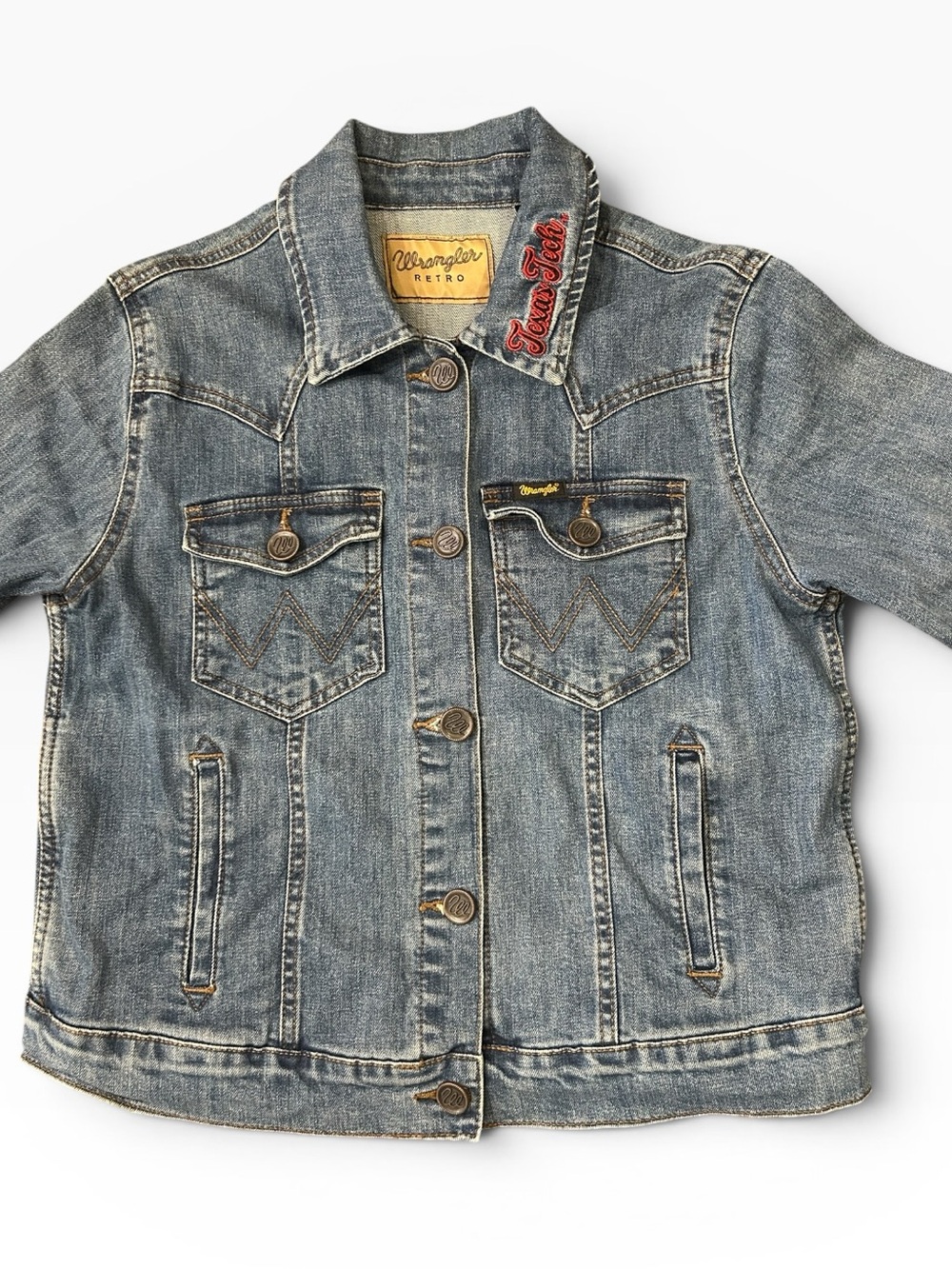 Wrangler Retro Texas Tech Red Raiders Denim Jean Jacket Women’s Size Medium - Picture 9 of 12